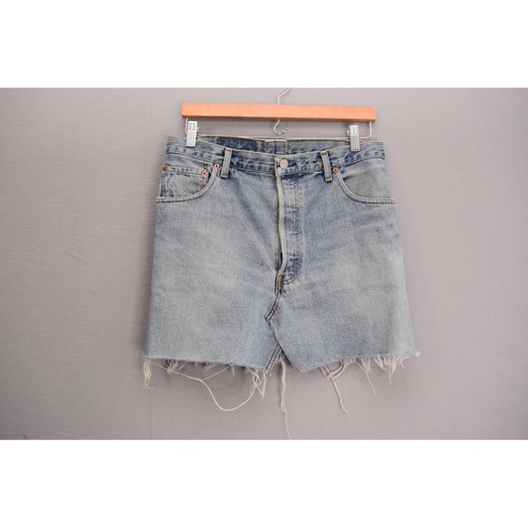 Levi's Pants - Levi's 501 Denim Skirt Light Wash Frayed Hem Distressed Large Re Worked